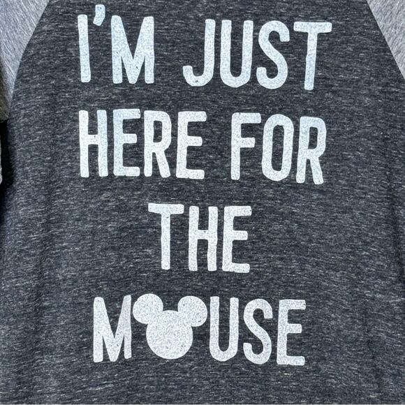 Disney Parks Size Medium I'm Just Here for the Mouse 3/4 Sleeve Jersey Shirt - Picture 2 of 4